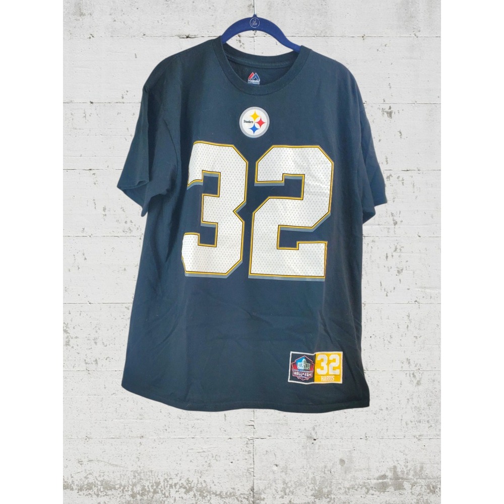Majestic Mens Pittsburgh Steelers Franco Harris 32 Hall of Fame T-Shirt Black L - Picture 2 of 4